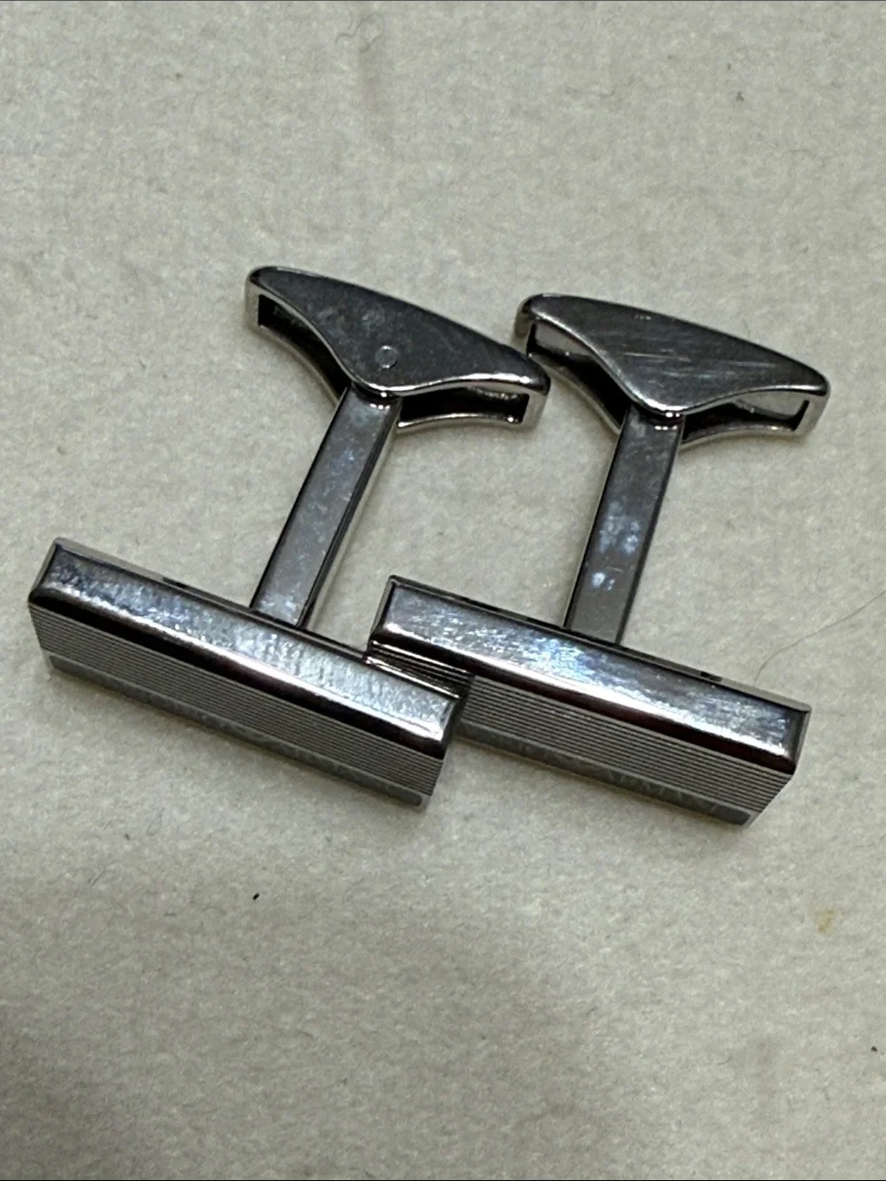Emporio Armani Silver and Black Striped Logo Cufflinks